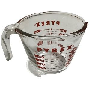 Pyrex 1 Cup 8 Oz 250 ml Clear Glass Measuring Cup Red Lettering
